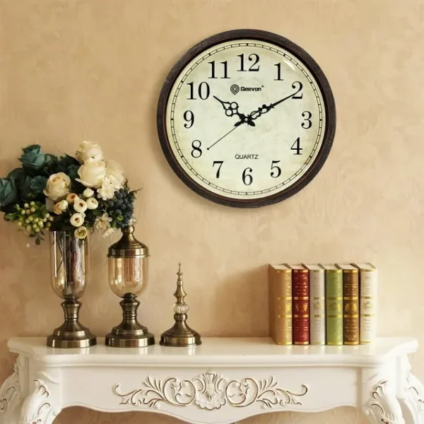 Geevon 16" Quartz Wall Clock – Vintage Silent Non-Ticking Design