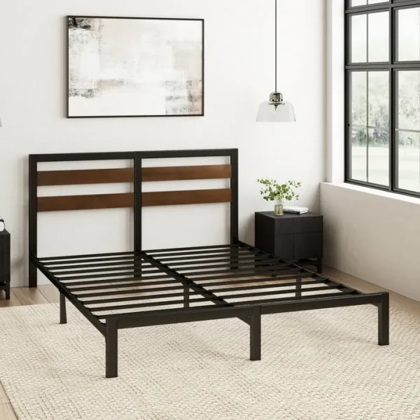 Zinus 35" Shen Bamboo Wood and Metal Platform Bed Frame, Queen