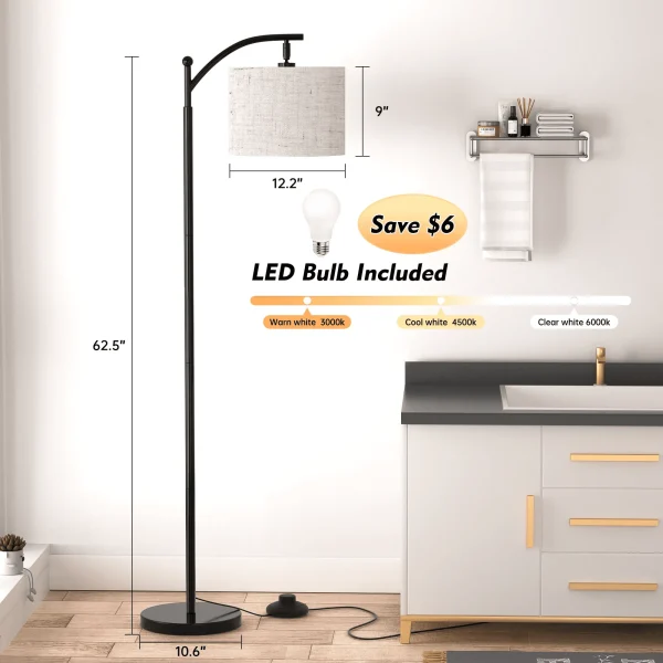 Elemore Home Floor Lamp, Standing Lamp Tall with Remote Control