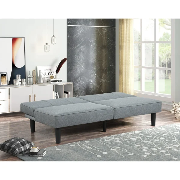 Mainstays 66" Studio Futon, Gray Linen Upholstery