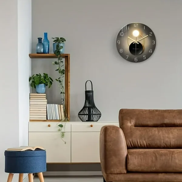 12" Non-Ticking Wall Clock – Black and Gold Silent Design