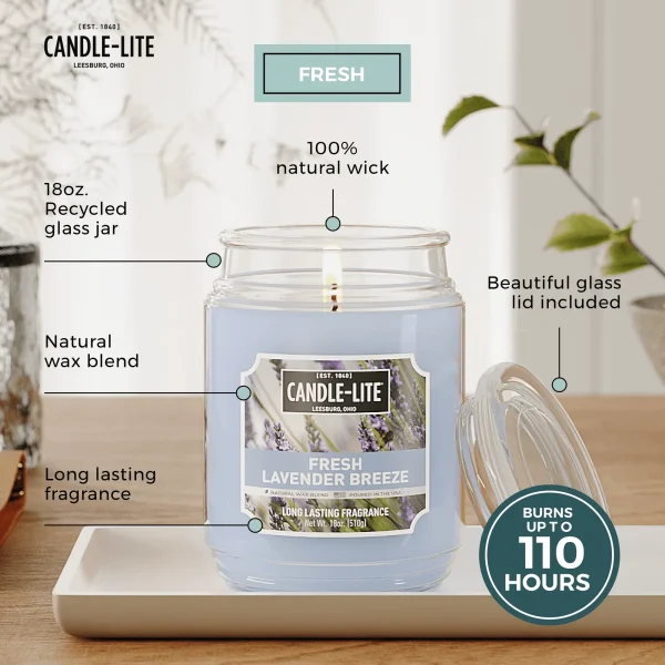 Candle-lite Scented Candles, Fresh Lavender Breeze Fragrance, One 18 oz