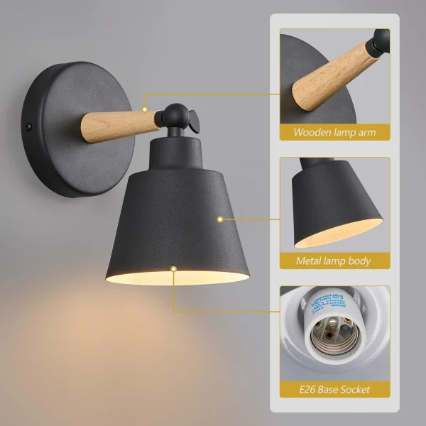 Set of 2 Macaron Wall Sconces Adjustable Angle Lighting