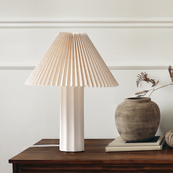 SUNMORY 17.5'' Ceramic Table Lamps with Pleated Fabric Lamp Shade