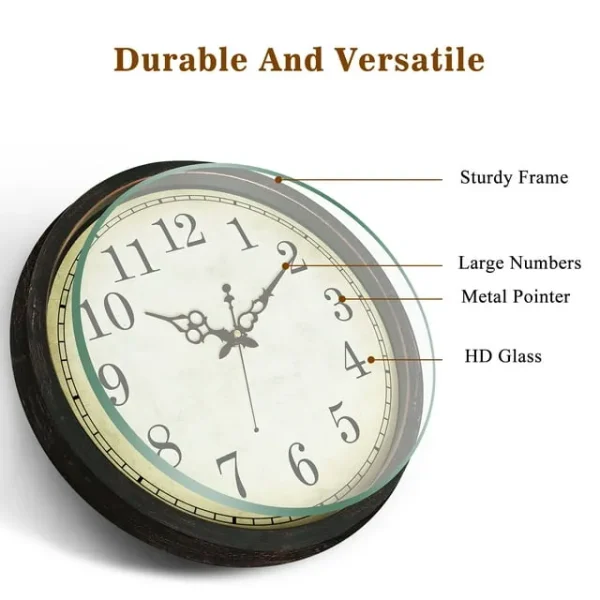 Geevon 16" Quartz Wall Clock – Vintage Silent Non-Ticking Design
