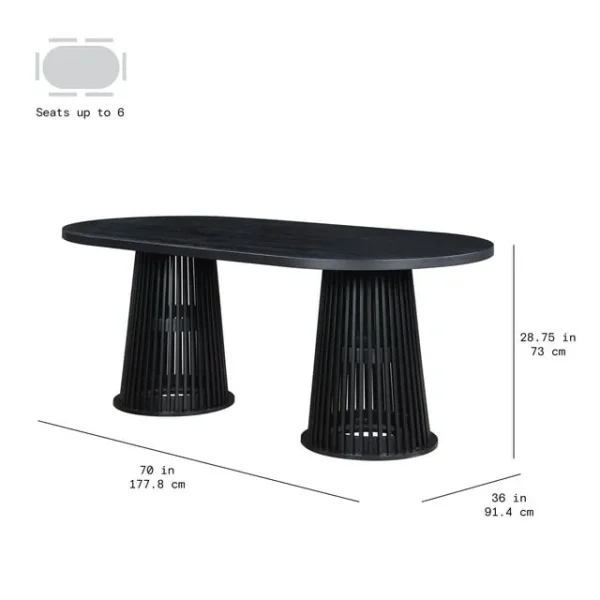 Beautiful by Drew Oval Dining Table, Rich Black