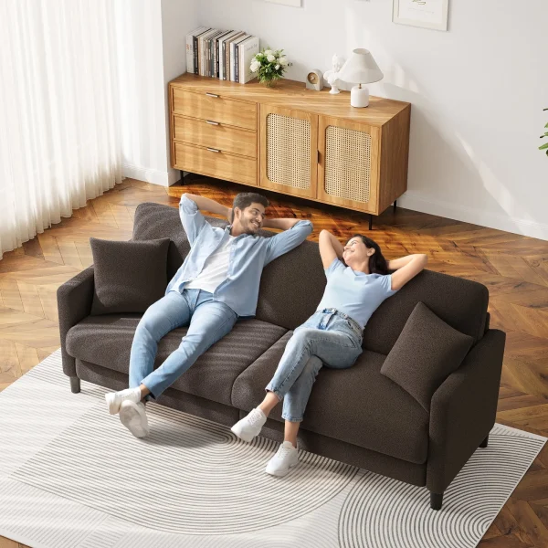 83" Sofa Couch for Living Room ,Comfy Teddy Fleece Loveseat Sofa