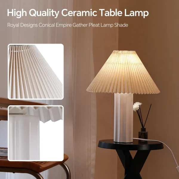 SUNMORY 17.5'' Ceramic Table Lamps with Pleated Fabric Lamp Shade