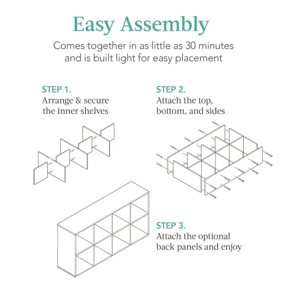 8-Cube Bookshelf, 11in Display Storage System