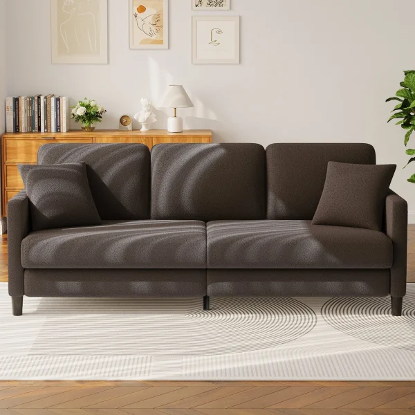83" Sofa Couch for Living Room ,Comfy Teddy Fleece Loveseat Sofa