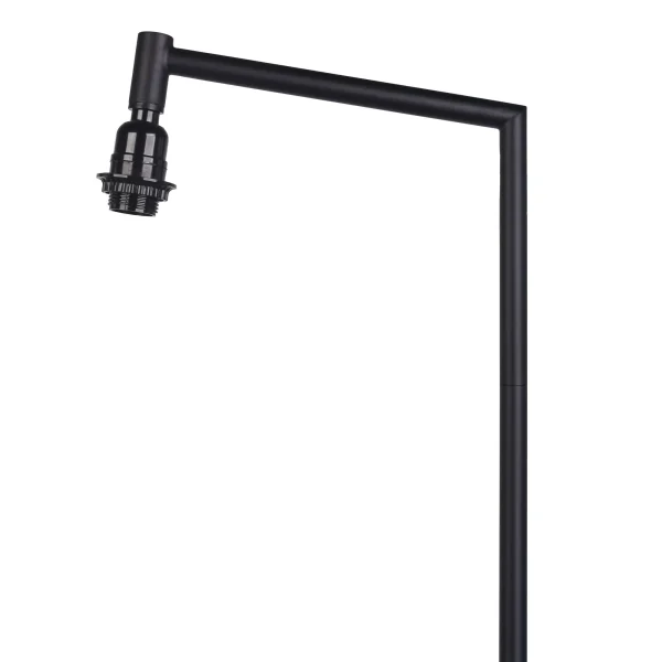 Cream Black Metal Floor Lamp with White Fabric Shade
