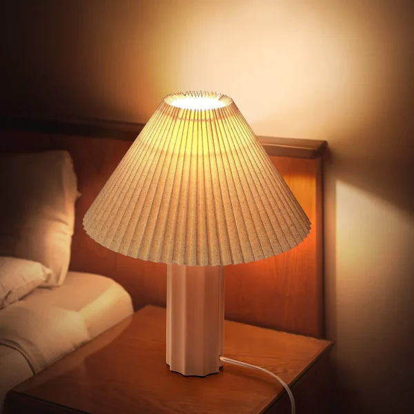 SUNMORY 17.5'' Ceramic Table Lamps with Pleated Fabric Lamp Shade